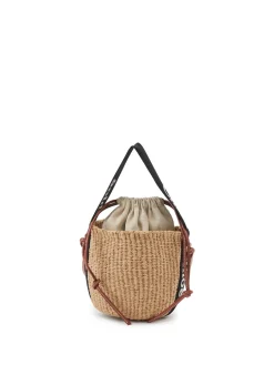 Umhängetasche 'Small Woody Basket' Schwarz/Crème