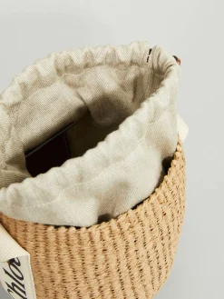 Umhängetasche 'Small Woody Basket' Crème/Schwarz