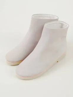 Veloursleder-Boots Grau/Beige
