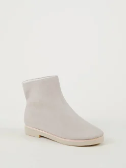 Veloursleder-Boots Grau/Beige