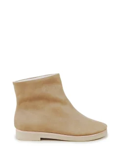 Veloursleder-Boots Hellbraun