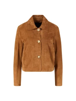 Velourslederjacke 'Emilla' Braun