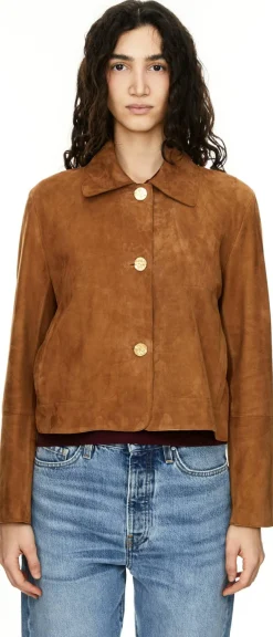 Velourslederjacke 'Emilla' Braun