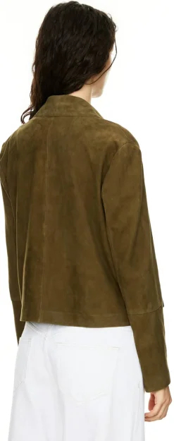 Velourslederjacke 'Emilla' Olive