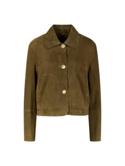Velourslederjacke 'Emilla' Olive