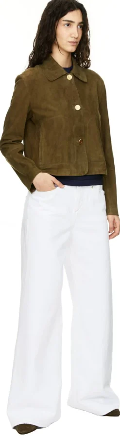 Velourslederjacke 'Emilla' Olive