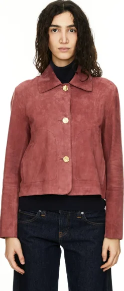 Velourslederjacke 'Emilla' Pink