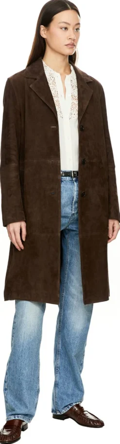 Velourslederjacke 'Jella' Dunkelbraun