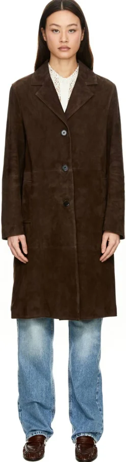 Velourslederjacke 'Jella' Dunkelbraun