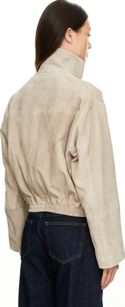Velourslederjacke 'Jorna' Hellgrau
