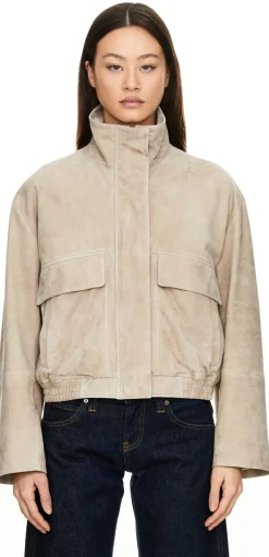 Velourslederjacke 'Jorna' Hellgrau