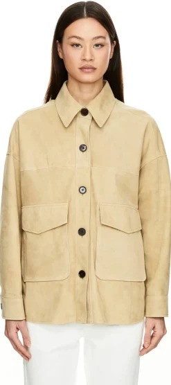 Velourslederjacke 'Kaylee' Beige