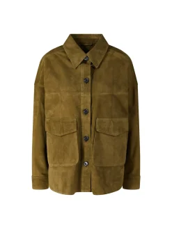 Velourslederjacke 'Kaylee' Olive
