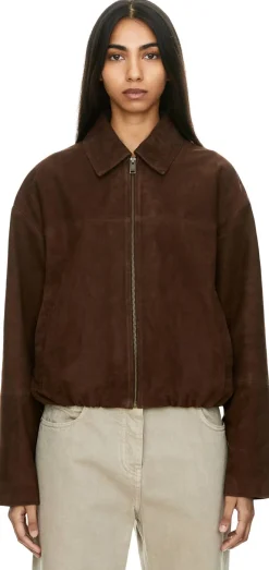 Velourslederjacke 'Loua' Dunkelbraun