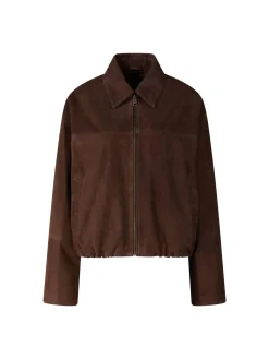 Velourslederjacke 'Loua' Dunkelbraun