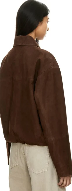 Velourslederjacke 'Loua' Dunkelbraun