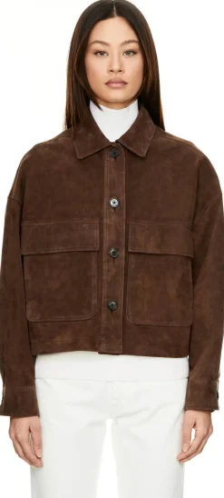 Velourslederjacke 'Miri' Dunkelbraun