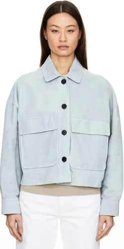 Velourslederjacke 'Miri' Hellblau