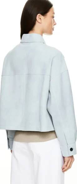 Velourslederjacke 'Miri' Hellblau
