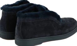 Veloursleder-Loafer mit Pelzfutter Marineblau