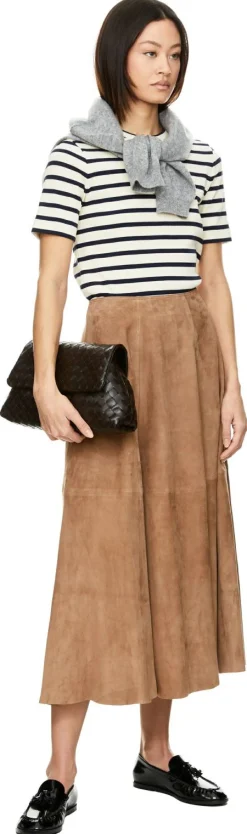 Velourslederrock 'Eleni' Beige