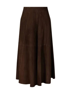 Velourslederrock 'Eleni' Dunkelbraun