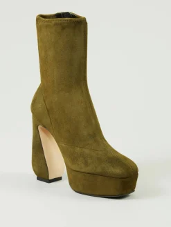 Veloursleder-Stiefeletten Khaki