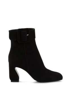 Veloursleder-Stiefeletten Schwarz