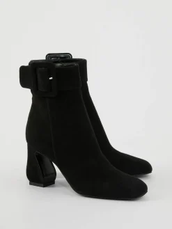Veloursleder-Stiefeletten Schwarz