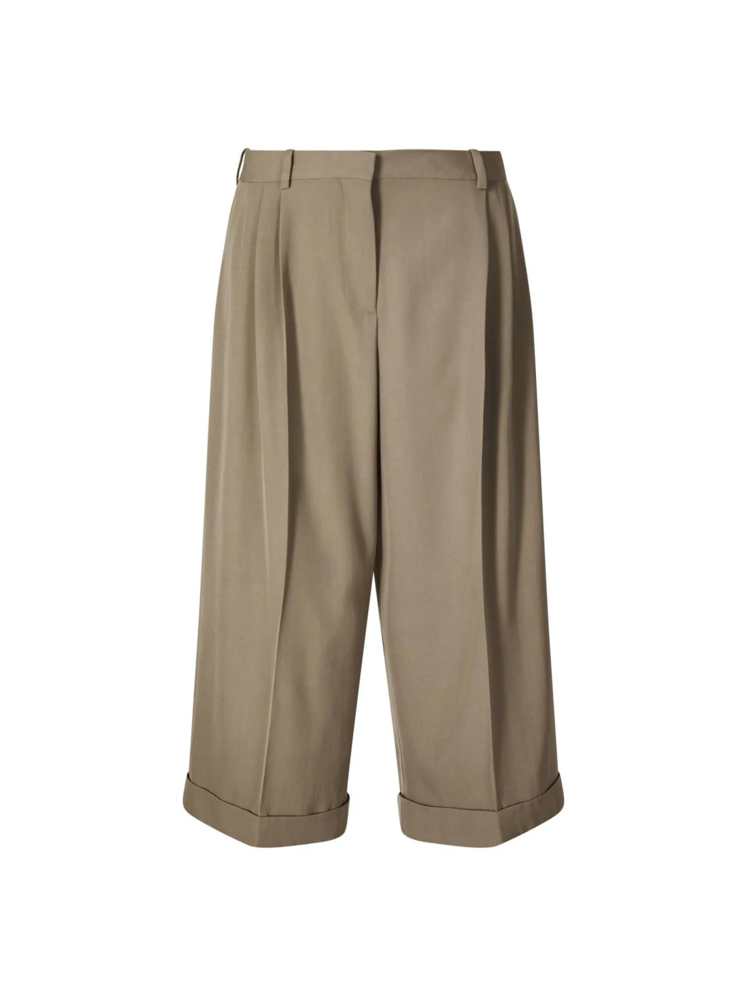 Verkürzte Wollhose 'Lior' mit weitem Bein Khaki