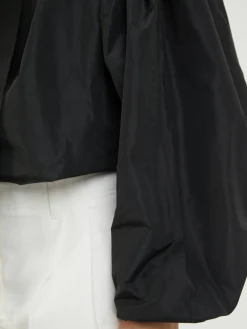 Voluminöse Bluse mit Schleife Schwarz