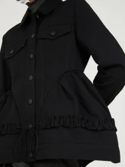 Voluminöse Jeansjacke 'Ulanda' Schwarz