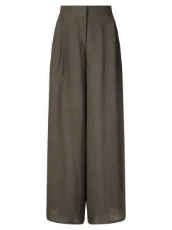 Weite Hose aus Crêpe-Leinen Anthrazit