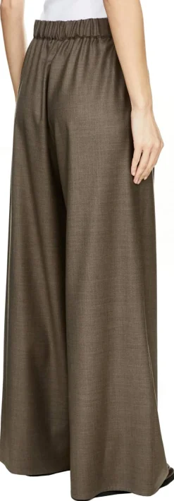 Weite Hose aus Schurwolle 'Tasmania' Taupe