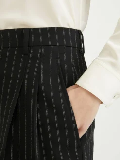 Weite Hose mit hoher Taillie Schwarz/Weiß