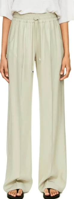 Weite Seidenhose Khaki
