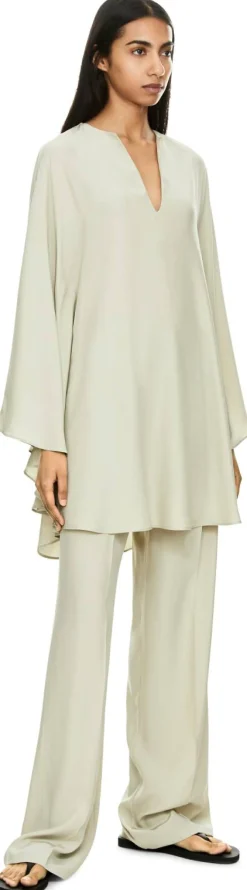 Weite Seidenhose Khaki
