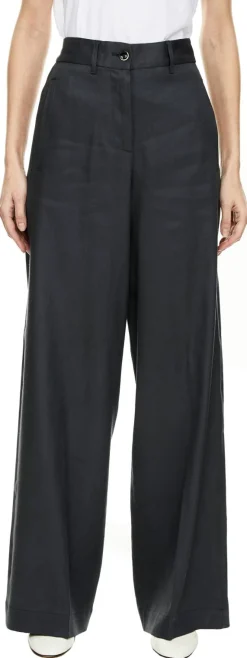 Weite Stoffhose 'Astrid' aus Leinen Marineblau