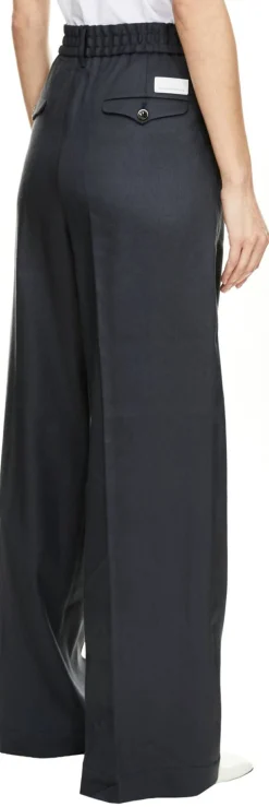Weite Stoffhose 'Astrid' aus Leinen Marineblau
