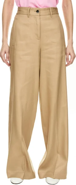 Weite Stoffhose 'Astrid' aus Leinen Beige