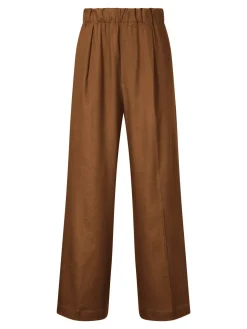 Weite Stoffhose 'Sirena' aus Leinen Braun