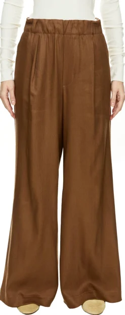 Weite Stoffhose 'Sirena' aus Leinen Braun