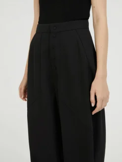 Weite Wollhose Schwarz