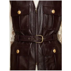 Weste aus Leder Bordeaux