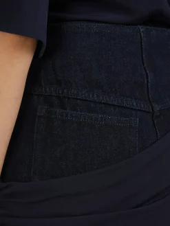 Wickelrock mit Denim-Detail Marineblau