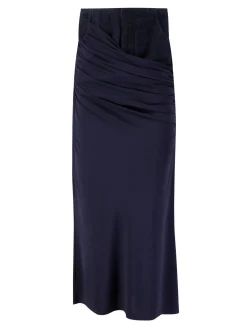 Wickelrock mit Denim-Detail Marineblau