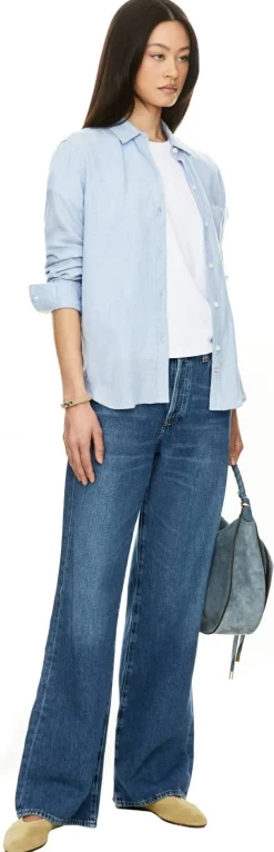 Wide-Leg Jeans 'Annina' Mittelblau