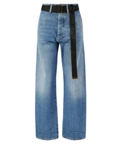 Wide-Leg Jeans mit abnehmbaren Gürtel Blau