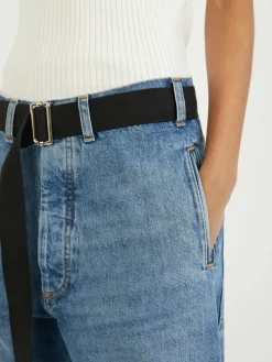 Wide-Leg Jeans mit abnehmbaren Gürtel Blau