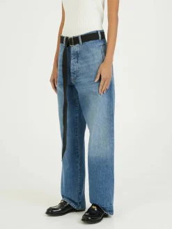 Wide-Leg Jeans mit abnehmbaren Gürtel Blau